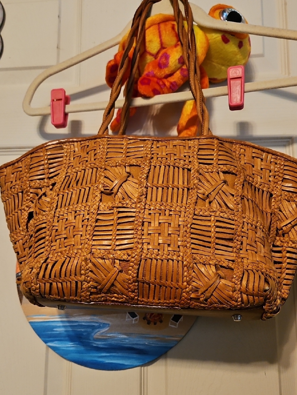 Paolo Masi Woven Tan Leather Tote